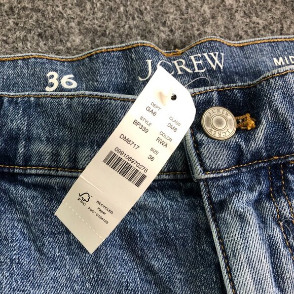 J Crew Denim Shorts Womens 36 Blue Mid Length High Rise 7" Inseam Mom Jorts - Picture 3 of 10